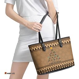 Wombat Christmas Tree Leather Tote Bag Australia Merry Xmas Simple Style