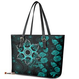 Heat Cricket Never Forget Custom Leather Tote Bag ANZAC Day with Poppy Aboriginal