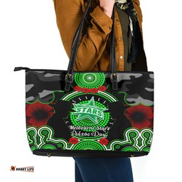 Melbourne Stars ANZAC 2024 Leather Tote Bag Lest We Forget Poppy Mix Camouflage