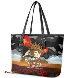 Australia ANZAC Day Leather Tote Bag Lest We Forget Australian Army Corps