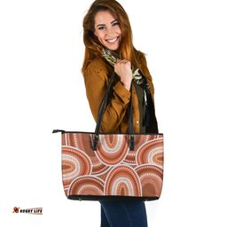 Indigenous Australian Aboriginal Outback Harmony Rings In Sandstone Connection Leather Tote Bag