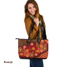 Indigenous Australian Aboriginal Path Of Ancestors Leather Tote Bag