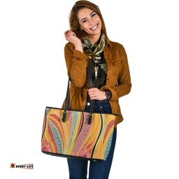 Indigenous Australian Aboriginal Indigenous Aboriginal Art Dot Color Leather Tote Bag