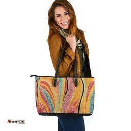 Indigenous Australian Aboriginal Indigenous Aboriginal Art Dot Color Leather Tote Bag