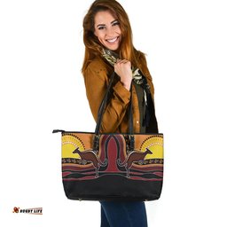 Indigenous Australian Aboriginal Red Earth Journey Leather Tote Bag