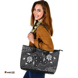 Indigenous Australian Aboriginal Turtle Spirits In The Night Leather Tote Bag
