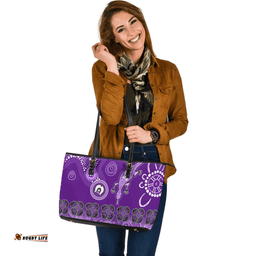 Indigenous Australian Aboriginal Indigenous Dot Goanna Purple Leather Tote Bag