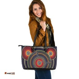 Indigenous Australian Aboriginal Starlit Dreaming Leather Tote Bag