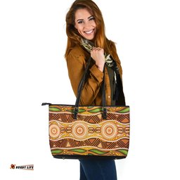 Indigenous Australian Aboriginal Sacred Harvest Journey Leather Tote Bag