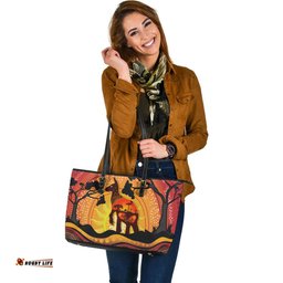 Indigenous Australian Aboriginal Sacred Land Connection Through Generations And Love Leather Tote Bag