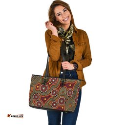 Indigenous Australian Aboriginal Whispers Of The Desert Leather Tote Bag