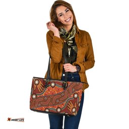 Indigenous Australian Aboriginal Handprints Of The Ancestors Leather Tote Bag