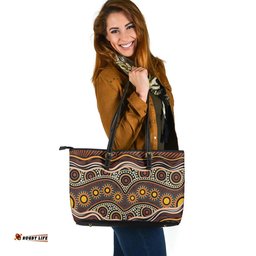 Indigenous Australian Aboriginal Sun Paths And Tribal Echoes Leather Tote Bag