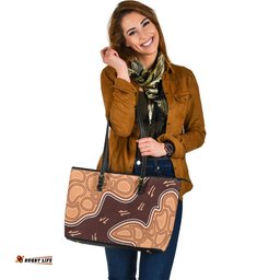 Indigenous Australian Aboriginal Dreamland Terrain Map Leather Tote Bag