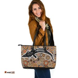 Indigenous Australian Aboriginal Guardian Of The Circles Leather Tote Bag