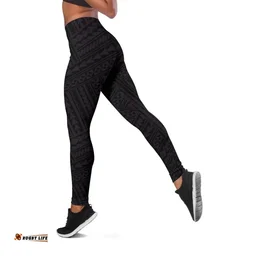 Tahiti Leggings - Polynesia Hibiscus And Plumeria Purple A24