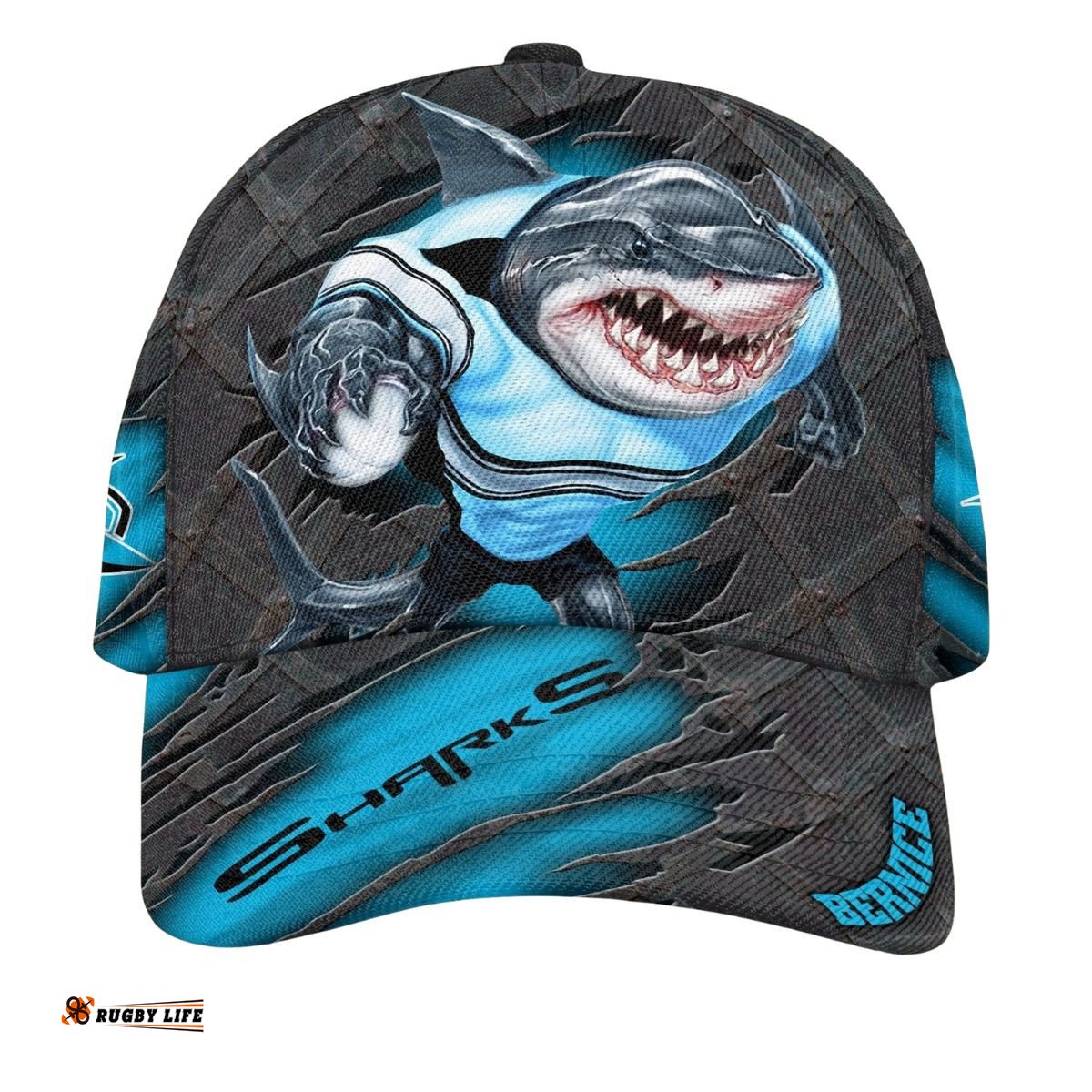 NRL Cronulla-Sutherland Sharks 3D Mascost Classic Cap Custom name