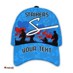 (Custom Personalised) Adelaide Strikers Cricket Classic Cap Anzac Day Camouflage Poppy Lest We Forget