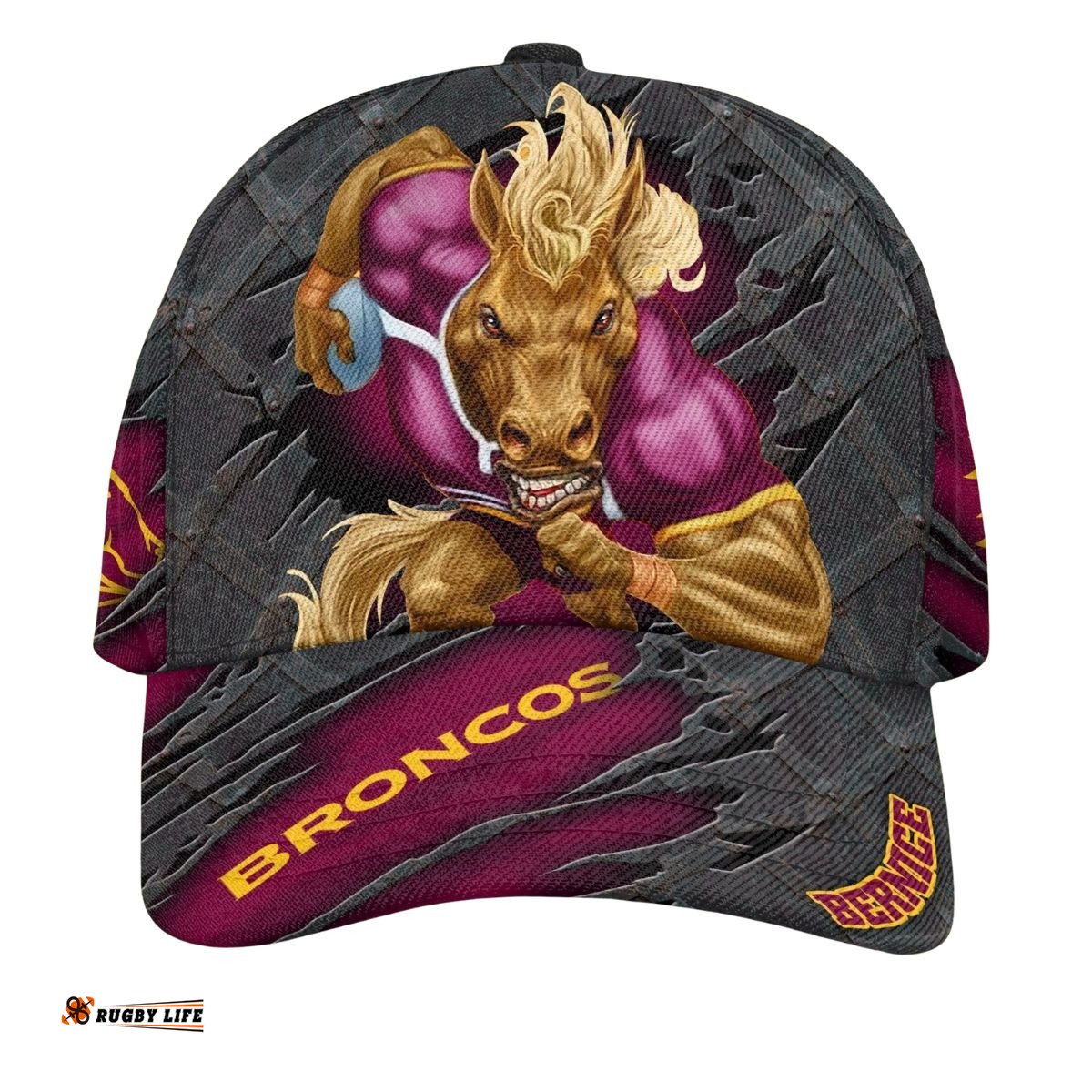 NRL Brisbane Broncos 3D Mascost Classic Cap Custom name