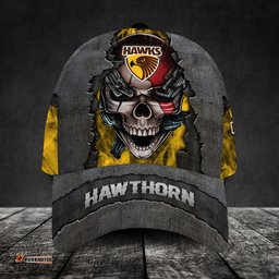 Hawthorn Football Club 3D Metal Skull Personalized Classic Cap 02