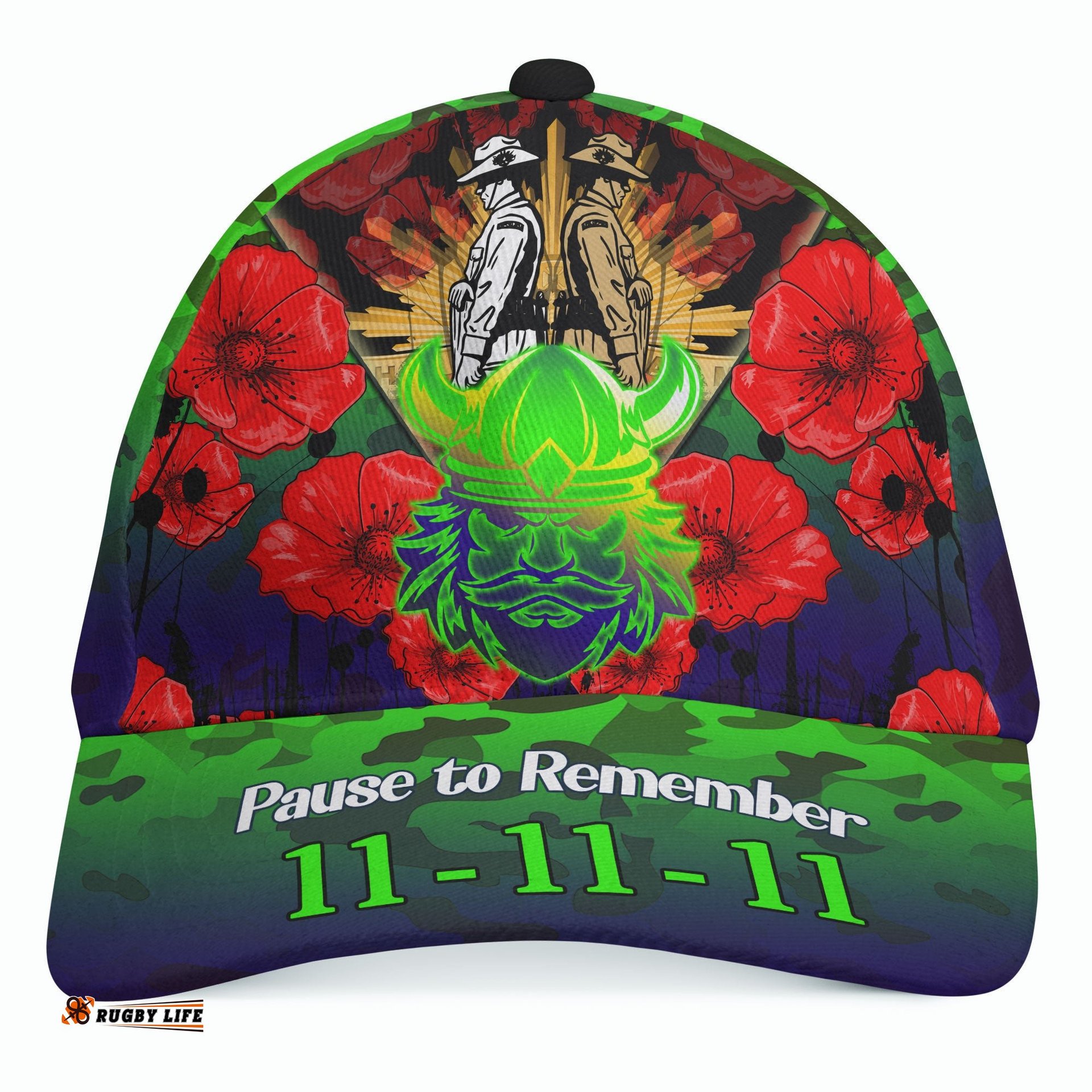Raiders Rugby Cap - Custom Remembrance Day PAUSE TO REMEMBER Cap