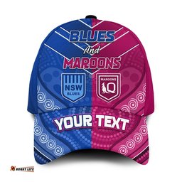 (Custom Personalised) Blues and Maroons Rugby Classic Cap Origin NSW Combine Queensland Aboriginal Australian