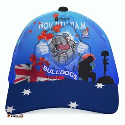 Bulldogs Rugby Cap - Remembrance Day Rugby Team Poppies Cap