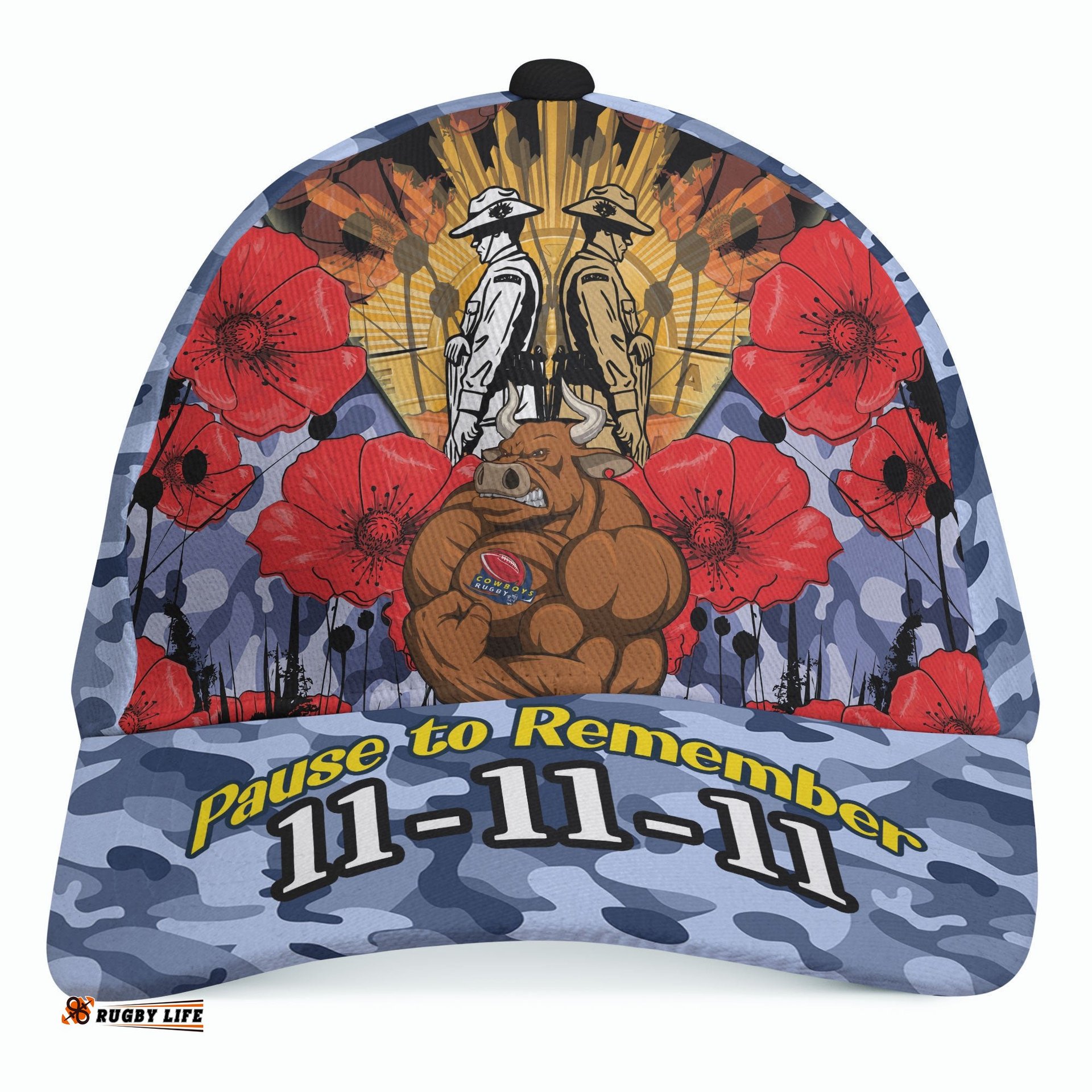 Cowboys Rugby Cap - Remembrance Day PAUSE TO REMEMBER Cap