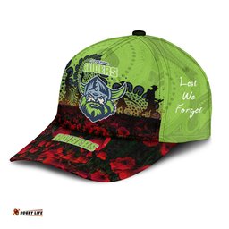 Canberra Raiders Cap Aboriginal Rugby Anzac Day Poppy With Soldiers- NRL