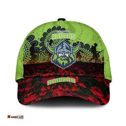 Canberra Raiders Cap Aboriginal Rugby Anzac Day Poppy With Soldiers- NRL