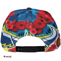 Cowboys Anzac Day Watercolour Rugby Cap - Custom Remembrance Cowboys With Poppy Flower