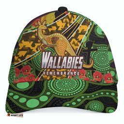 Wallabies Rugby Cap - Anzac Day Aboriginal Wallabies Kangaroo Cap