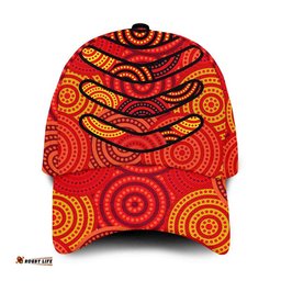 Boomerang Aboriginal Dot Patterns Classic Cap Red Style