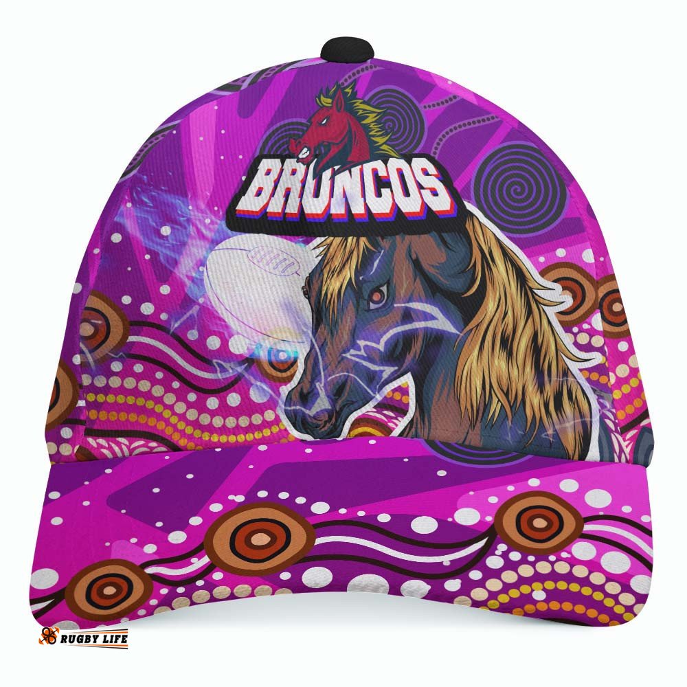 Broncos Rugby Cap - Broncos Horse Rugby with Aboriginal Low Poly Style