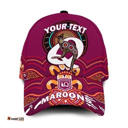 (Custom Personalised) Maroons Rugby Classic Cap Queensland Kangaroo Aboriginal Dot Paintings