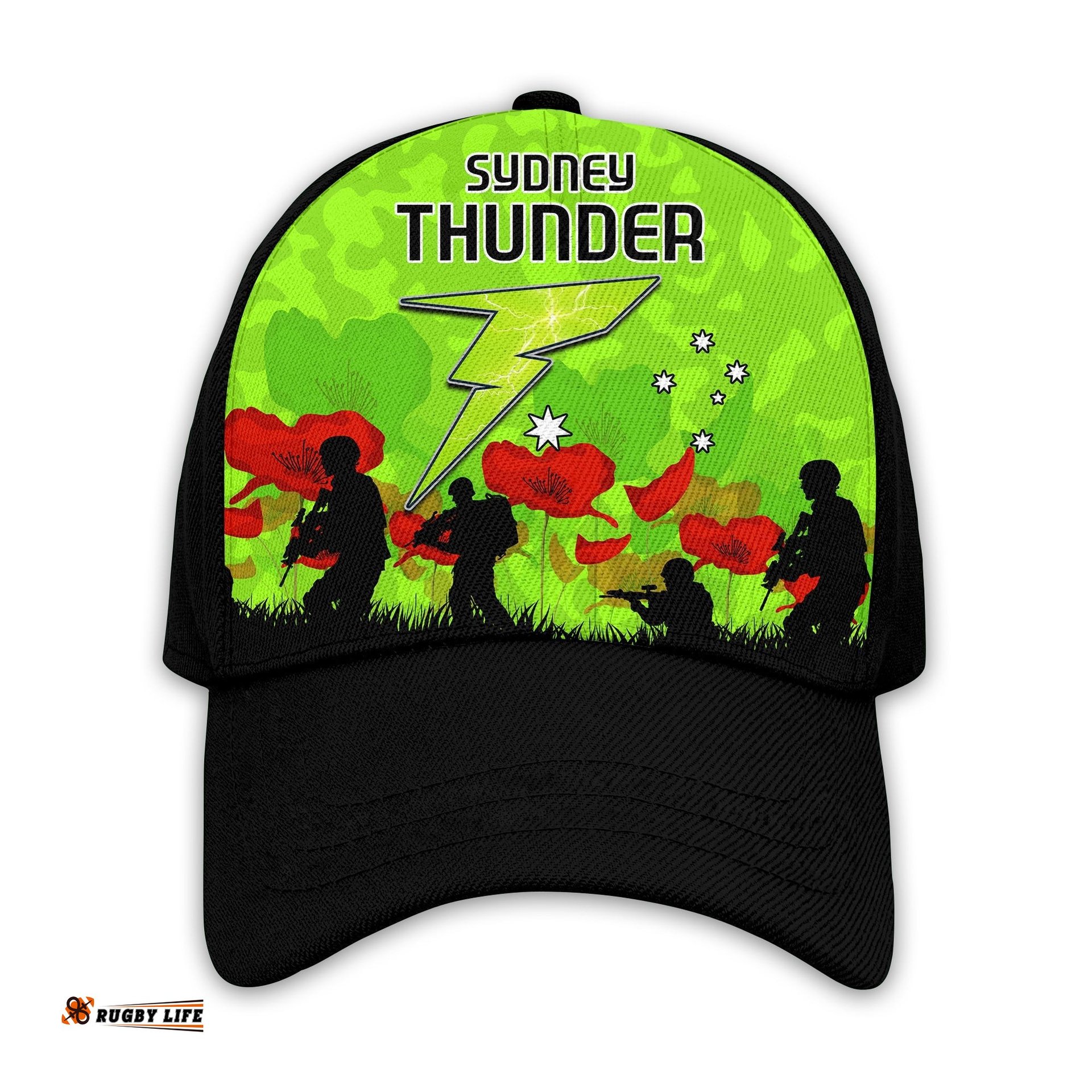Sydney Thunder Cricket Classic Cap Anzac Day Camouflage Poppy Lest We Forget