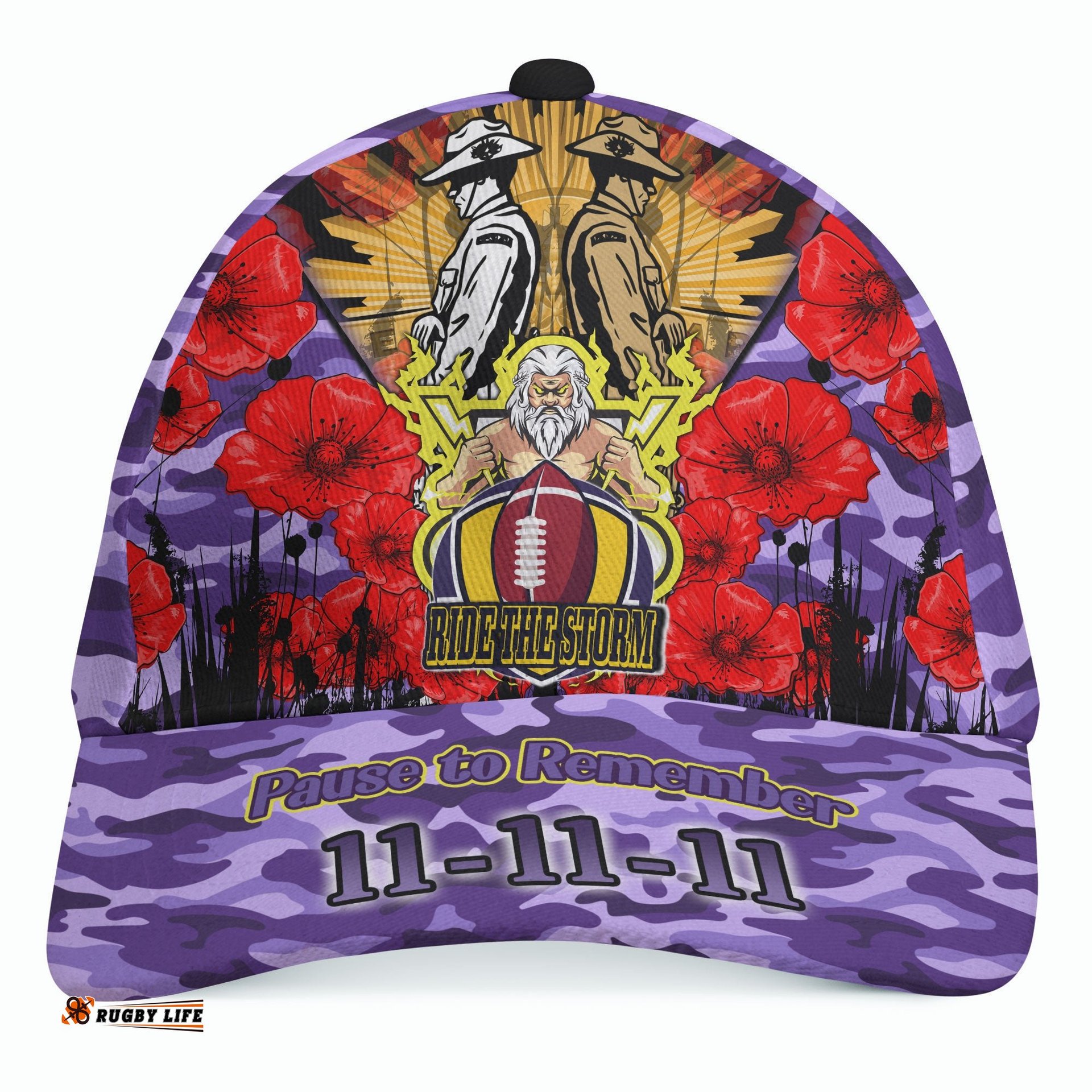 Storm Rugby Cap - Custom Remembrance Day PAUSE TO REMEMBER Cap