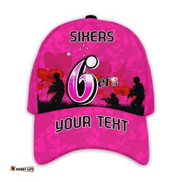 (Custom Personalised) Sydney Sixers Cricket Classic Cap Anzac Day Camouflage Poppy Lest We Forget