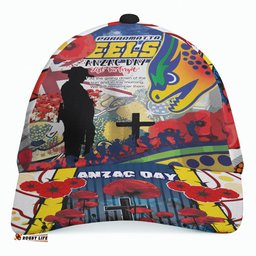 Eels Rugby Australia Anzac Day Lest We Forget Custom Cap - Remembrance Eels With Anzac Poppy Watercolour Style
