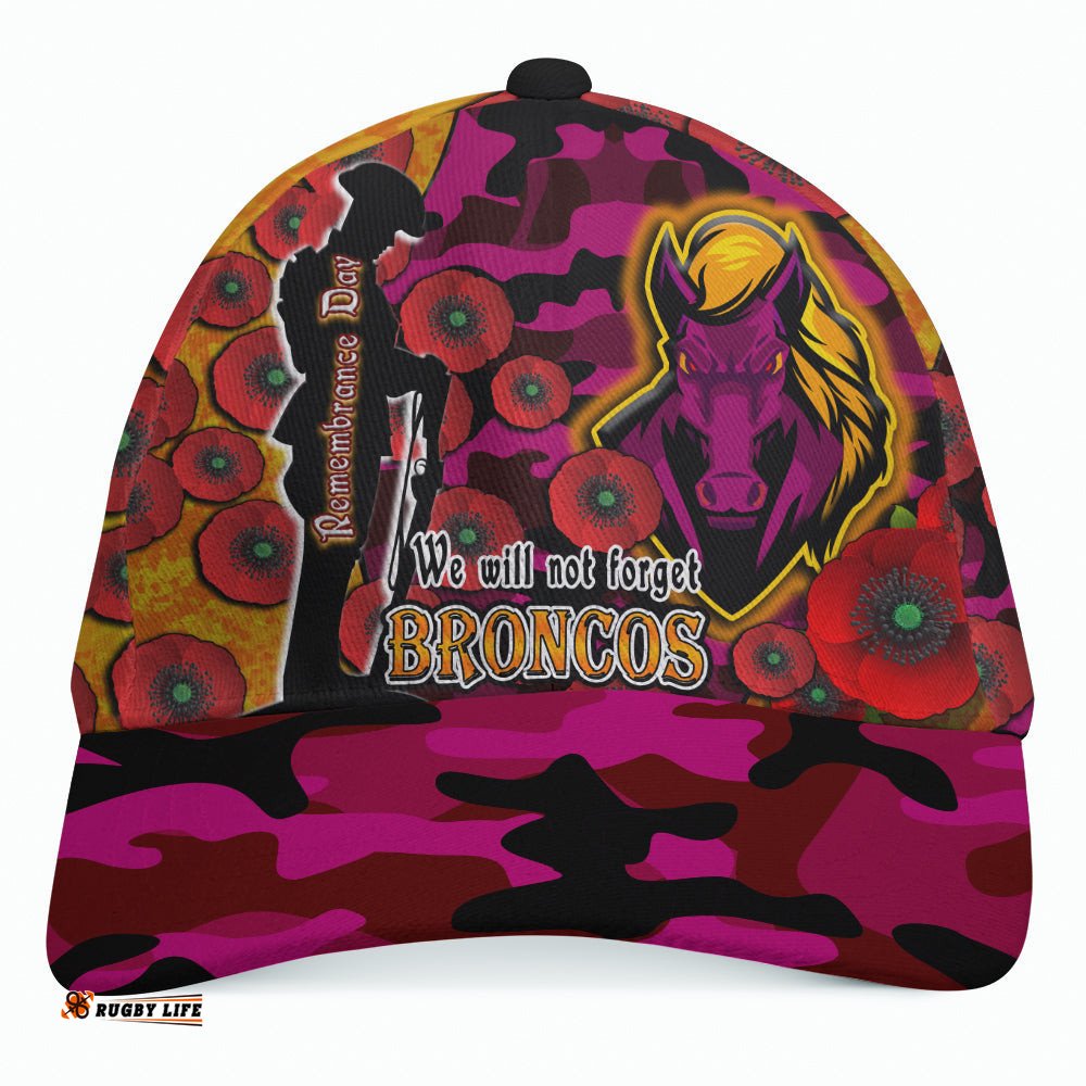 Broncos Rugby Cap - Broncos Remembrance Day "We Will Not Forget" Quotes Cap