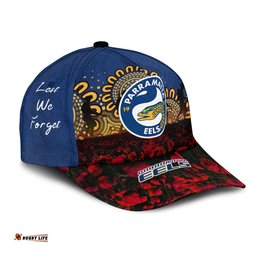 Parramatta Eels Cap Aboriginal Rugby Anzac Day Poppy With Soldiers- NRL