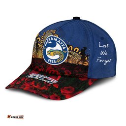Parramatta Eels Cap Aboriginal Rugby Anzac Day Poppy With Soldiers- NRL