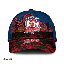 Sydney Roosters Cap Aboriginal Rugby Anzac Day Poppy With Soldiers- NRL