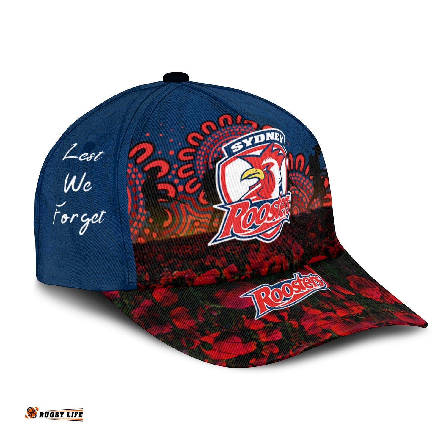 Sydney Roosters Cap Aboriginal Rugby Anzac Day Poppy With Soldiers- NRL