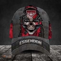 Essendon Football Club 3D Metal Skull Personalized Classic Cap 02