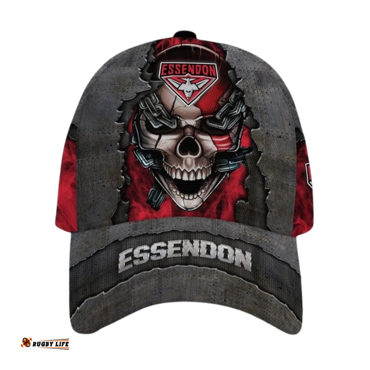 Essendon Football Club 3D Metal Skull Personalized Classic Cap 02