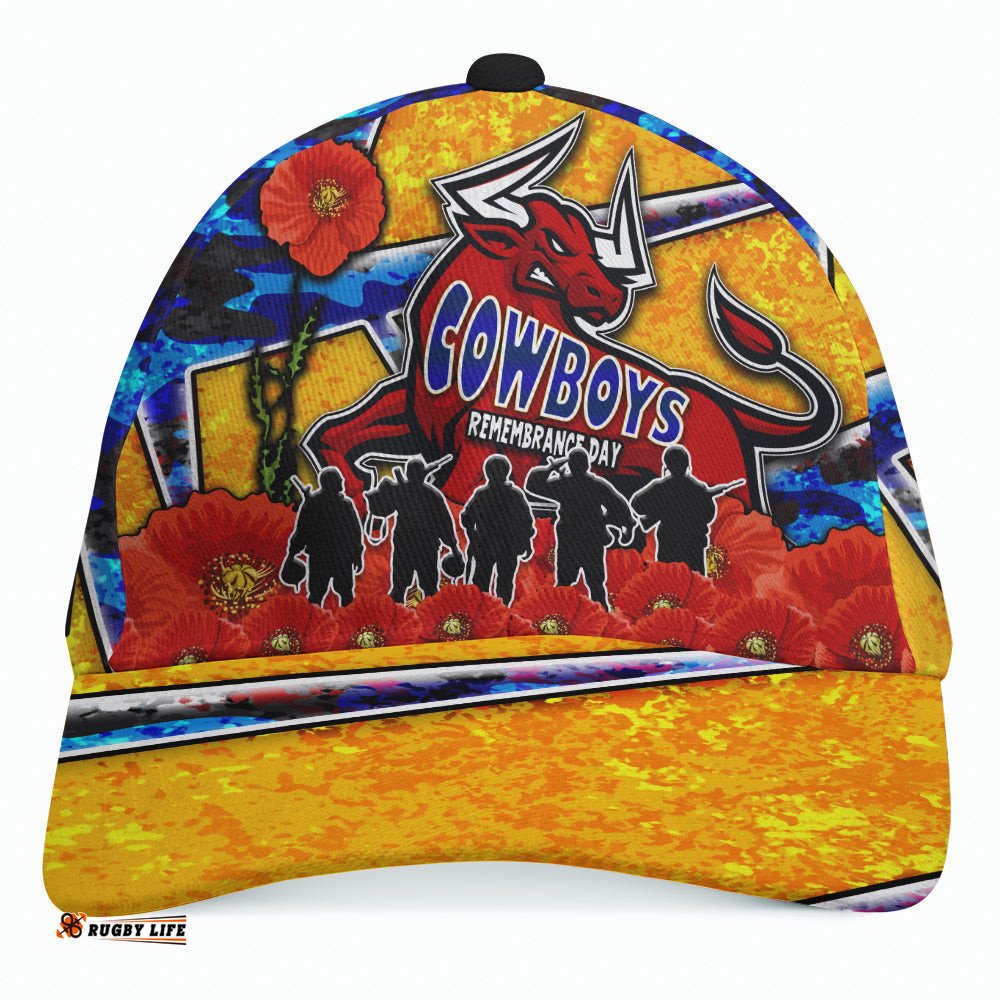 Cowboys Rugby Cap - Cowboys Remembrance Day And Poppies Cap