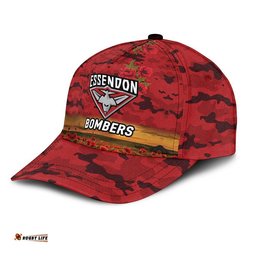 (Custom Personalised) Essendon Bombers ANZAC AFL Classic Cap Poppy Vibes - Red