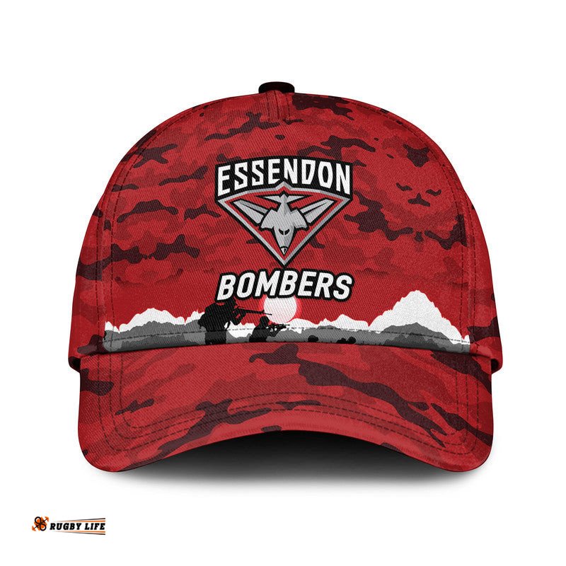 (Custom Personalised) Essendon Bombers ANZAC AFL Classic Cap Simple Style - Red