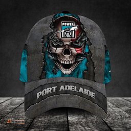 Port Adelaide Football Club 3D Metal Skull Personalized Classic Cap 02